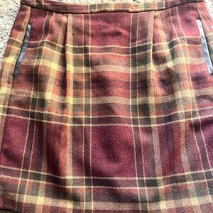 Tommy Hilfiger plaid brown tan maroon wool skirt size 14